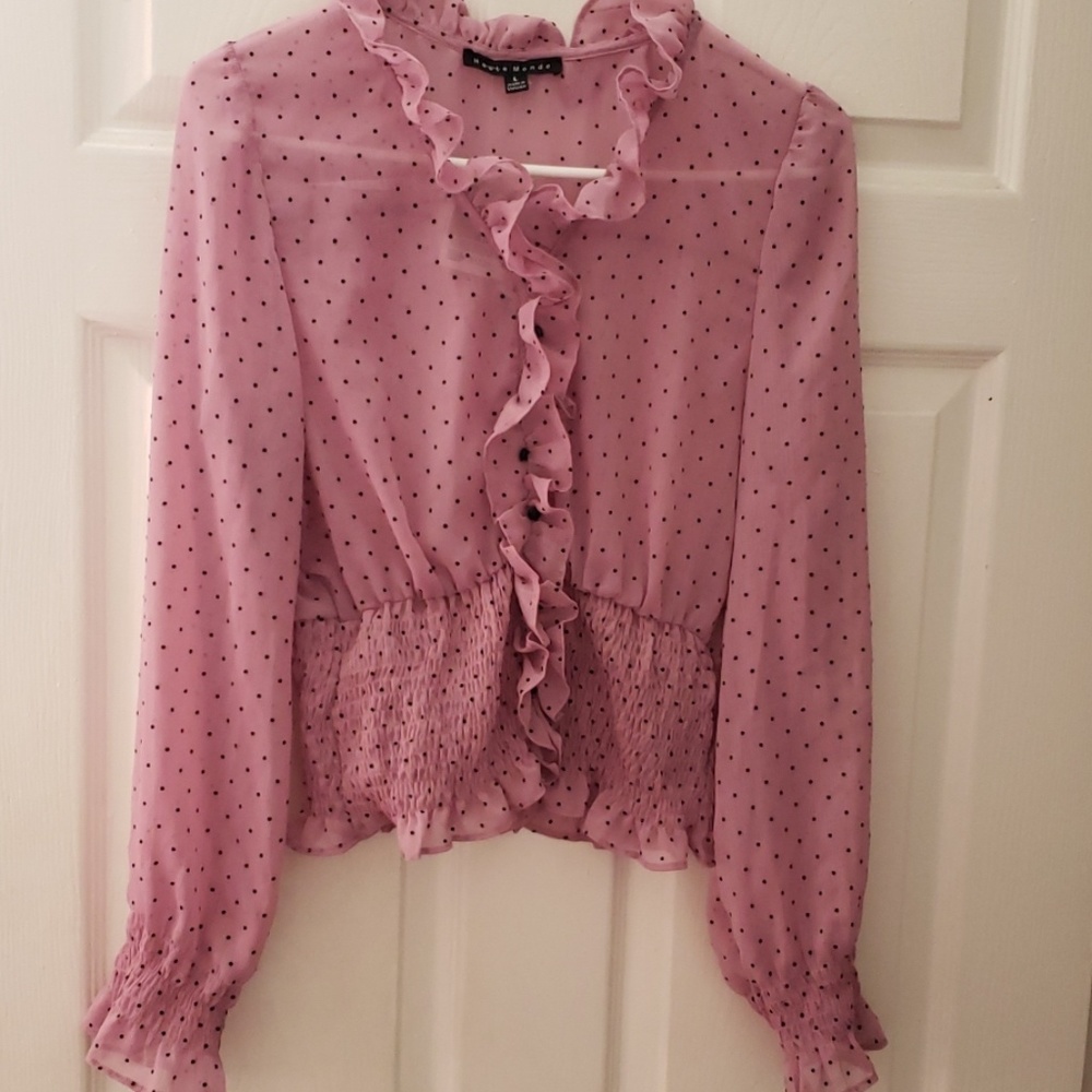 Dusty rose tops with ruffles